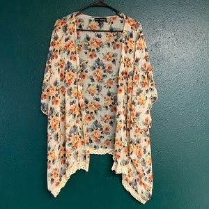 Floral Chiffon Draped Cover Up